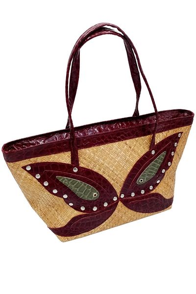 Dünyadan Hediyeler Straw Knitted Leather Decorated Hand Shoulder Bag No.21
