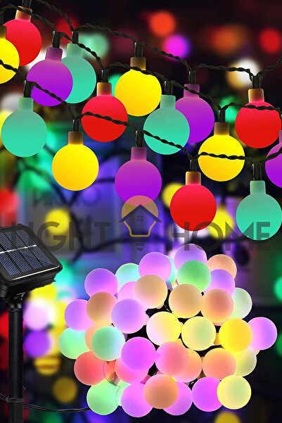 LightHome 50 Led 7 Metre Solar Renkli Led Işık Güneş Enerjili Bahçe Teras Bal...