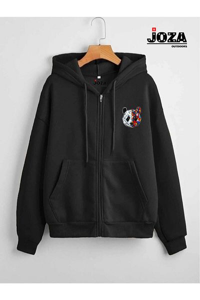 Joza Outdoors Unisex γυναικείο ανδρικό Panda μονό μπουφάν με φερμουάρ με σχέδιο 3 κλωστών