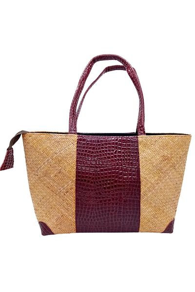 Dünyadan Hediyeler Straw Knitted Leather Decorated Hand Shoulder Bag No.22