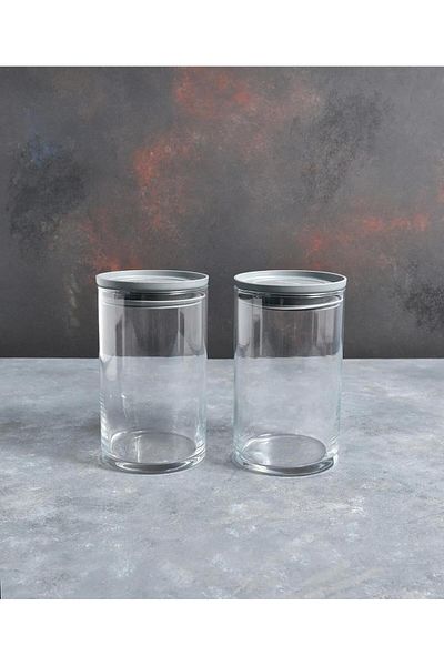 Paşabahçe 730cc Vacuum Glass Jar - 2 Storage Containers (GREY)43736