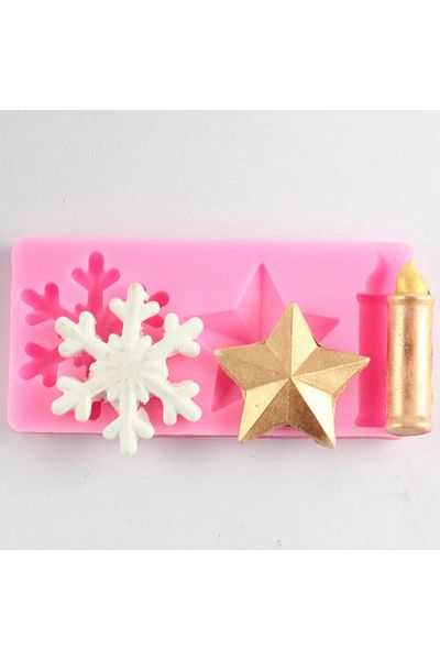 adin tasarım Christmas Silicone Mold 3-Piece Snowflake Star Candle Candy Plasticine Soap Pastry Chocolate Ice Candle Mold
