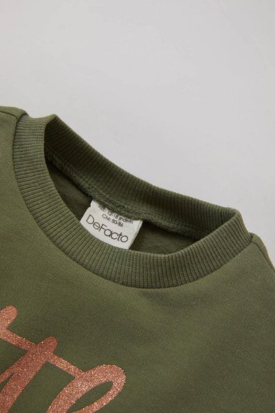 DeFacto Baby Girl Crew Neck Printed Soft Lined Sweatshirt