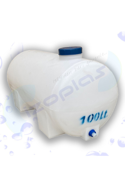İZOPLAS 100 Litre Polietilen Su Deposu (YATAY - BEYAZ RENK)