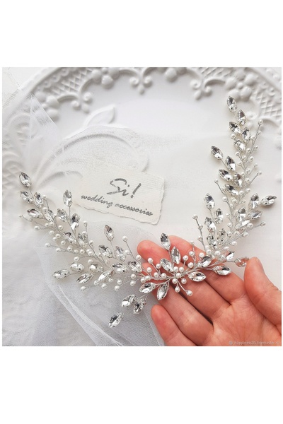 BBA TULLE STORE kristal gelin tacı kelebek model gelin saç aksesuarı aynalı t...