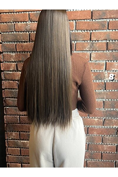 Suzan Peruk Fiber Sentetik Düz Yarım Ay + 2 Yan Çıt Çıt - Açık Kahve