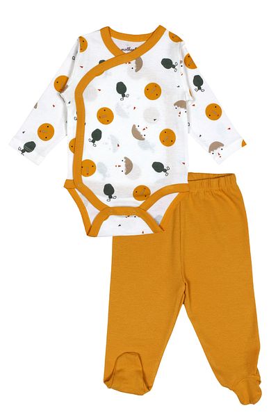 Melekpare Baby Bottom and Top Set, Long Sleeve, Snap-On Bodysuit, Bottoms with Booties, Set of 2 100% Organic Cotton Baby Gift