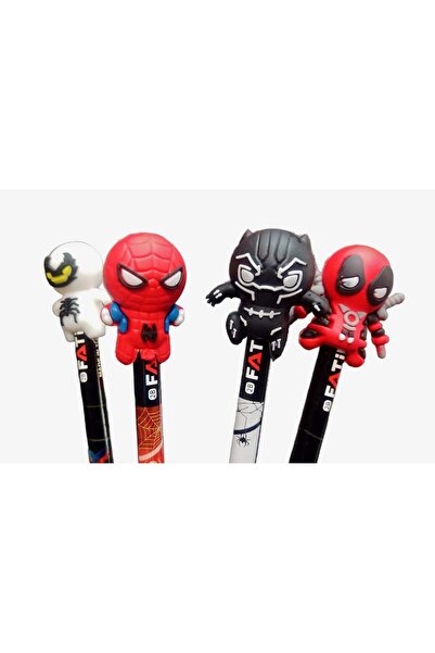 sevgi kırtasiye Süper Kahramanlar Figürlü Başlıklı Kurşun Kalem Seti 4 Lü Set