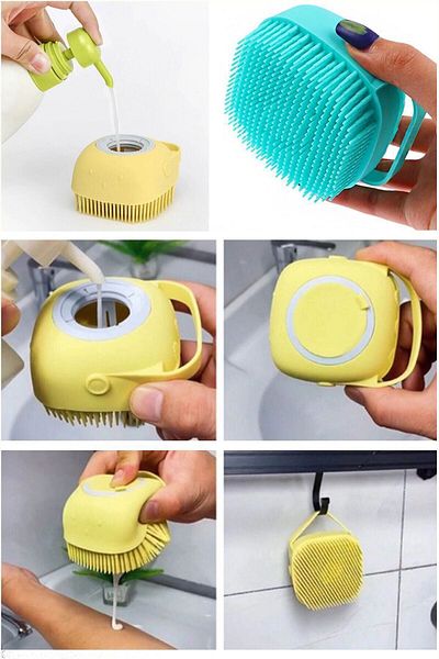 AntaStore Bathroom Shower Pouch Soap Shower Gel with Reservoir Silicone Brush Pouch Multi-Purpose