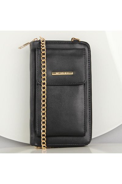 My Valice My Valice Leather Crossbody Wallet and Card Holder Compartment Phone Bag 1617 Black
