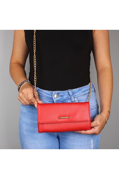 My Valice Leather Crossbody Mini Portfolio Bag with Wallet and Card Holder Compartment Phone Bag 1622 Red