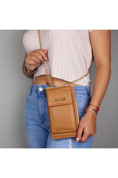 My Valice My Valice Leather Crossbody Wallet and Card Holder Compartment Phone Bag 1617 Tan