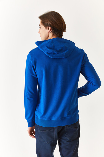 U.S. Polo Assn. U.S. POLO ASSN. REGULAR FİT ERKEK KAPŞUNLU SAKS MAVİSİ SWEAT T-SHİRT