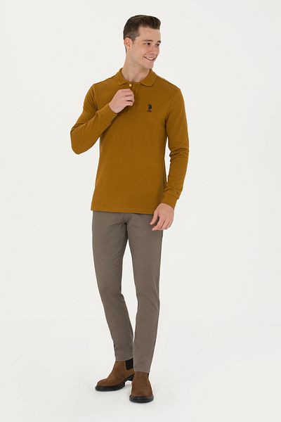 U.S. Polo Assn. ΒΑΣΗ. POLO ASSN. ΑΝΔΡΙΚΟ μπλουζάκι POLO LACK SLIM FIT ΜΑΚΡΥΜΑΝΙΚΟ COCONUT SWEAT