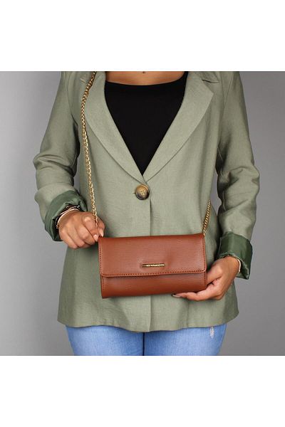 My Valice Leather Crossbody Mini Portfolio Bag with Wallet and Card Holder Compartment Phone Bag 1622 Tan