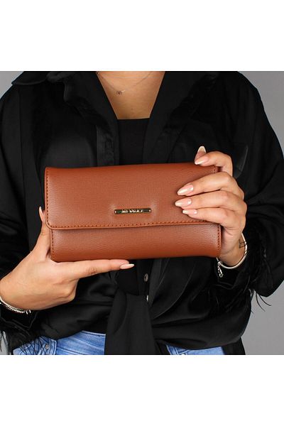My Valice Leather Crossbody Mini Portfolio Bag with Wallet and Card Holder Compartment Phone Bag 1622 Tan
