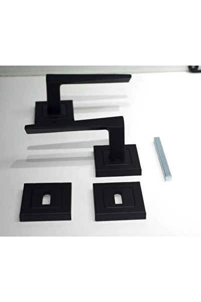 ararsanburada Siyah Prizma Kare Rozetli Kapı Kolu 1 Takım