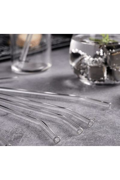 Pembelia Life 4 Transparent Curved Glass Straws