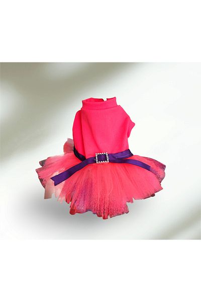 atelyu Dog suit neon pink tutu dress