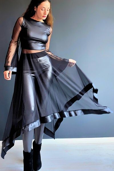 Quincey ASYMMETRIC MAXI TUNIC WITH LEATHER ROBE AND TIE