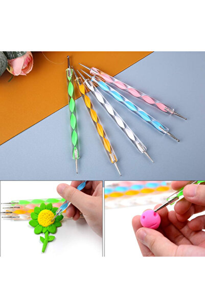 adin tasarım Çiçek Modelleme Çubuğu 5li Marzipan Seti Şeker Hamuru Çömlek Seramik Heykel Mandala Çiçek Yapma