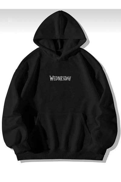 BYMEER Hanorac oversize cu glugă cu imprimeu Black Wednesday