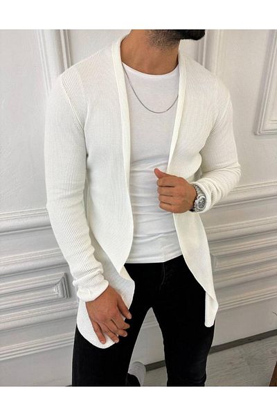 elkumoda Πλεκτό Ζακέτα με Κέντημα και Σαρκωμένη Γραμμή