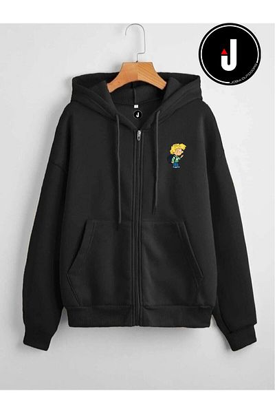 Jobia Outdoors Floral Tom and Jerry Design Lover Combination 3 κλωστών με φερμουάρ και κουκούλα Fleece Jacket Σετ 2 τεμαχίων