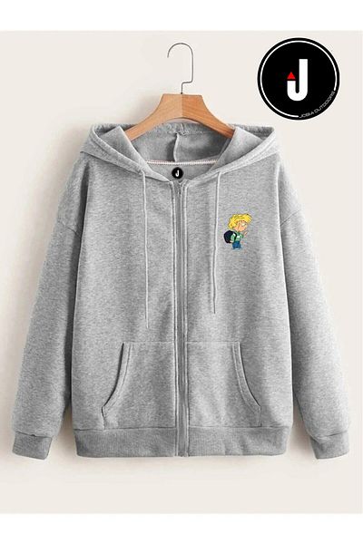 Jobia Outdoors Floral Tom and Jerry Design Lover Combination 3 κλωστών με φερμουάρ και κουκούλα Fleece Jacket Σετ 2 τεμαχίων