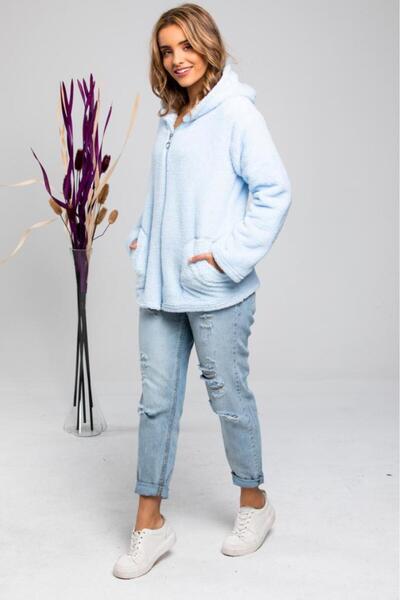 MODA VUSLAT Kadın Bebe Mavisi Polar Hırka