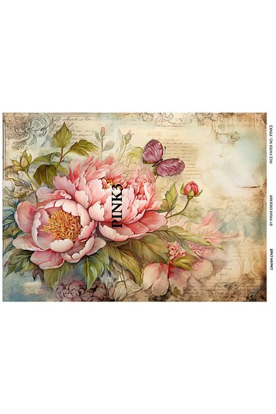 LİNEART LineArt Brass Decopage Paper LA-PINK3