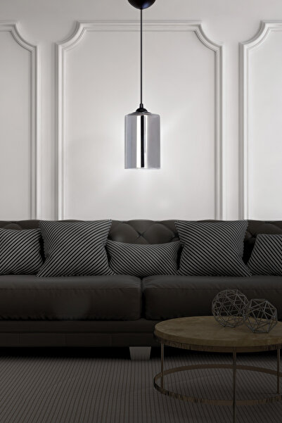BY LIGHT Sedef Şık Ve Modern Ithal Füme Cam 1'li Füme Sarkıt Avize - Yatak Od...
