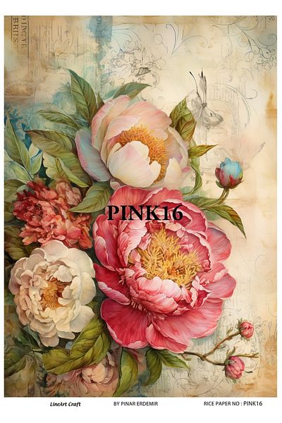 LİNEART LineArt Brass Decopage Paper LA-PINK16
