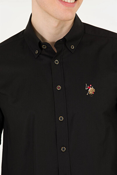 U.S. Polo Assn. U.S. POLO ASSN. ERKEK DOKUMA SLİM FİT SİYAH GÖMLEK