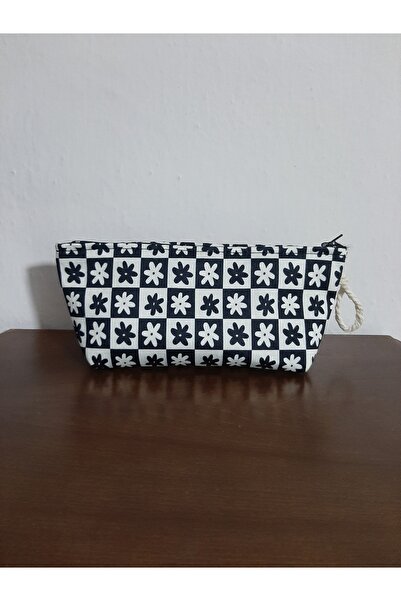 owl bag Στυλοθήκη με καρό ασπρόμαυρο σχέδιο με μοτίβο λουλουδιών - τσάντα μακ...