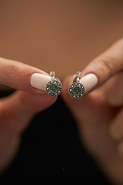 FUJE Eylül Doğum Taşı Kadın Küpe, Safir Yuvarlak Küpe,Yakut Taşlı Yuvarlak Kü...