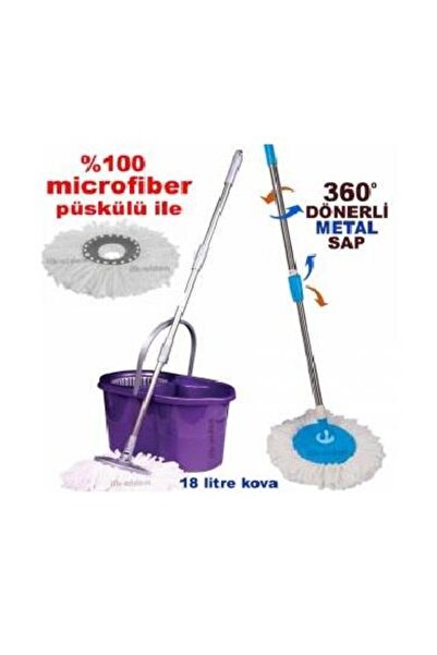 abnturk Dönerli mop temizlik kovası full microfiber temizlik seti,dönerli kov...