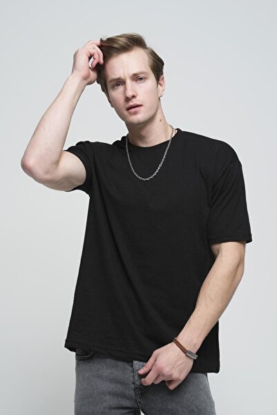 fasterto Tricou Octavio Basic Unisex cu guler rotund - Black Bonds