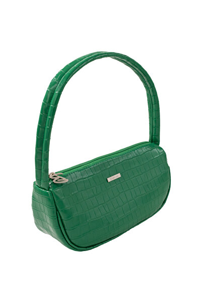 Bakras Green Crocodile Patterned Baguette Bag Baguette Shoulder Bag