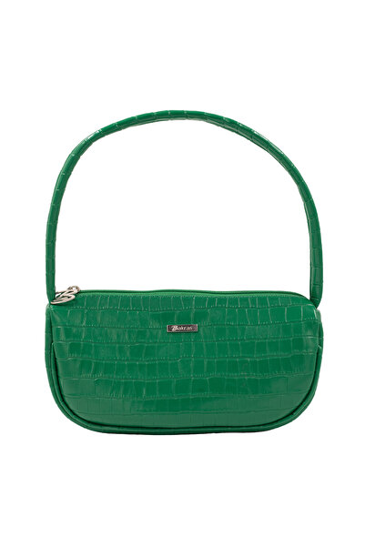 Bakras Green Crocodile Patterned Baguette Bag Baguette Shoulder Bag