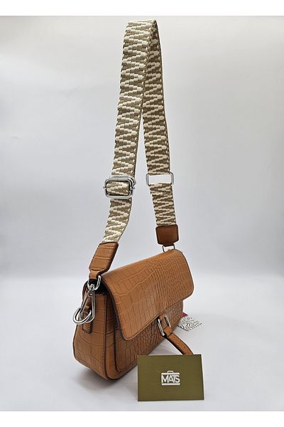 DSN Crocodile Small Crossbody Bag Brown