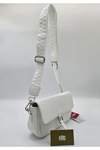 DSN Crocodile Small Crossbody Bag White