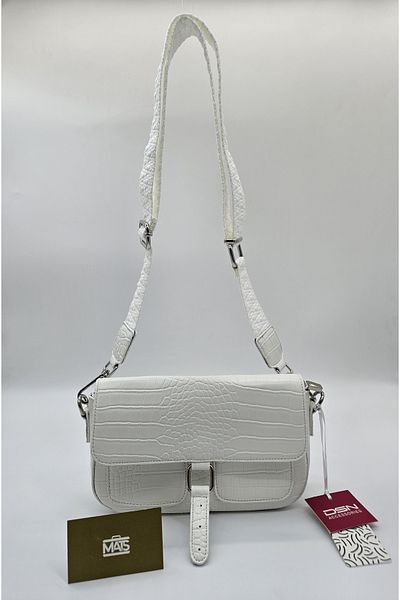 DSN Crocodile Small Crossbody Bag White