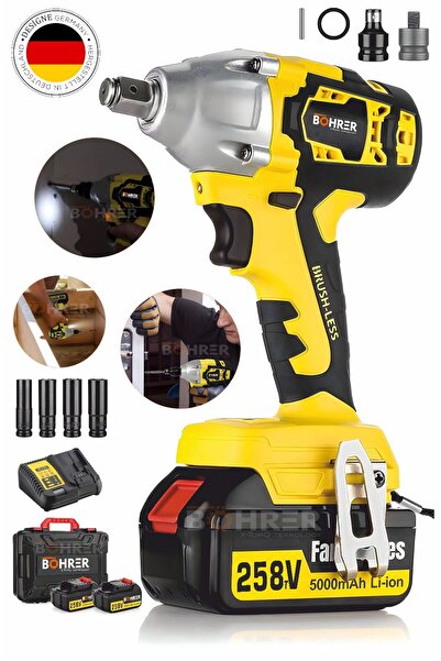 BÖHRER Akülü V258 5000mAh Çift Akülü Li-on Somun Sıkma Bijon Sökme 450Nm Vida...