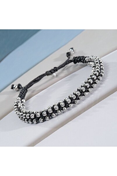 Takılingo 925 Ayar Gümüş Dorika Tam Tur Makrome Ayarlanabilir Bileklik