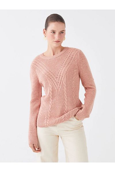LC Waikiki LCWAIKIKI Basic Crew Neck Openwork Long Sleeve Women's Knitwear Sweater