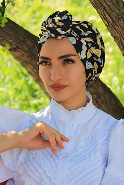 Amisos Bone Şal Hazır Tesettür Giyim Desenli Tasarım Hazır Bone - Tesettür Gi...