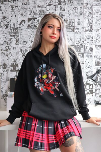 Gofeel 5Anime Character Written Black Color Sweathsirt Hoodie Gofeel