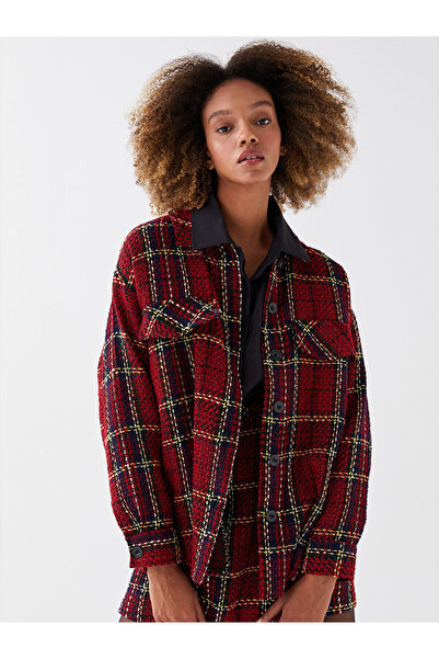 LC Waikiki Front Button Closure Plaid Long Sleeve Women's Shirt