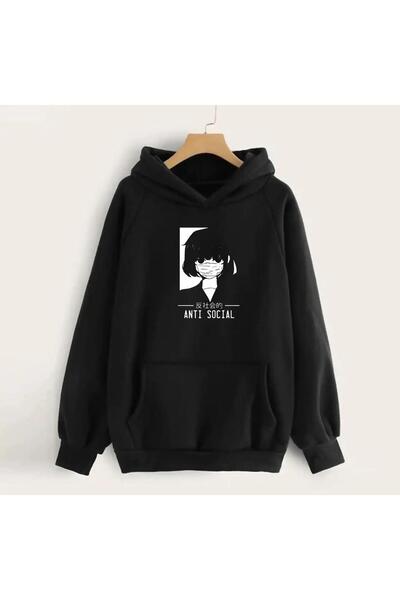 Gofeel Anti Social Masked Girl Sweathsirt 3 Thread Hoodie Gofeel